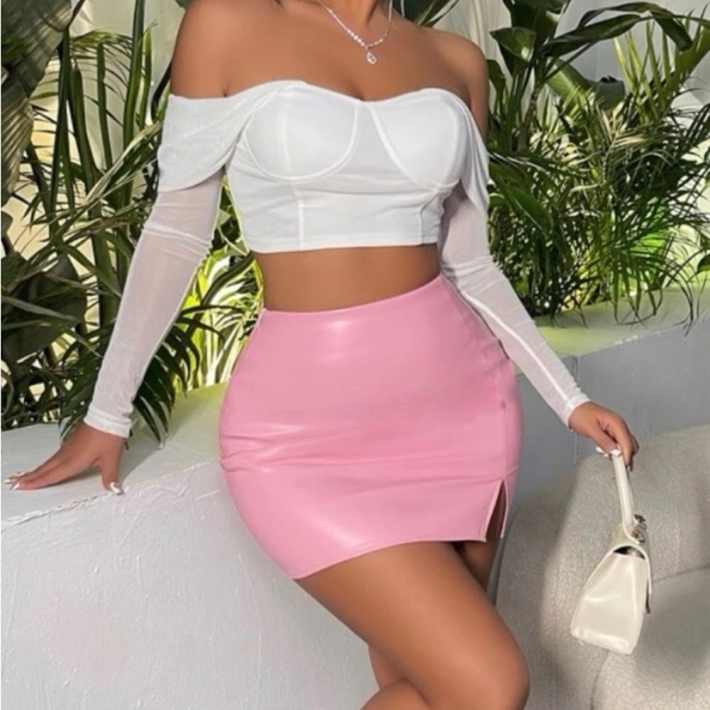 Shein high waist faux leather bodycon mini skirt, size 6